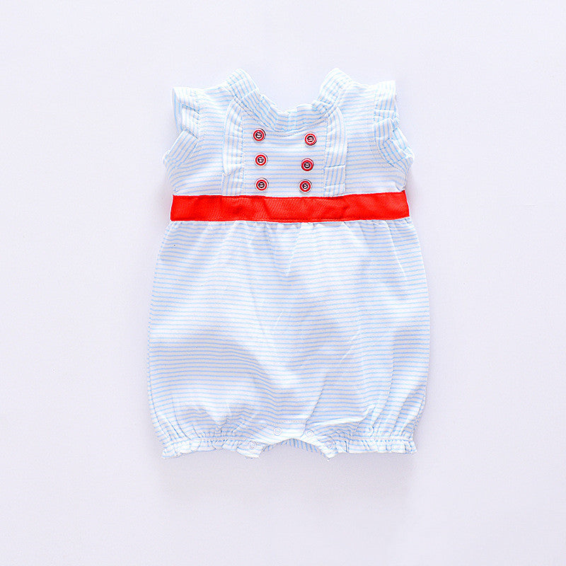 Summer Sleeveless Knitted Cotton Romper for Baby Girls