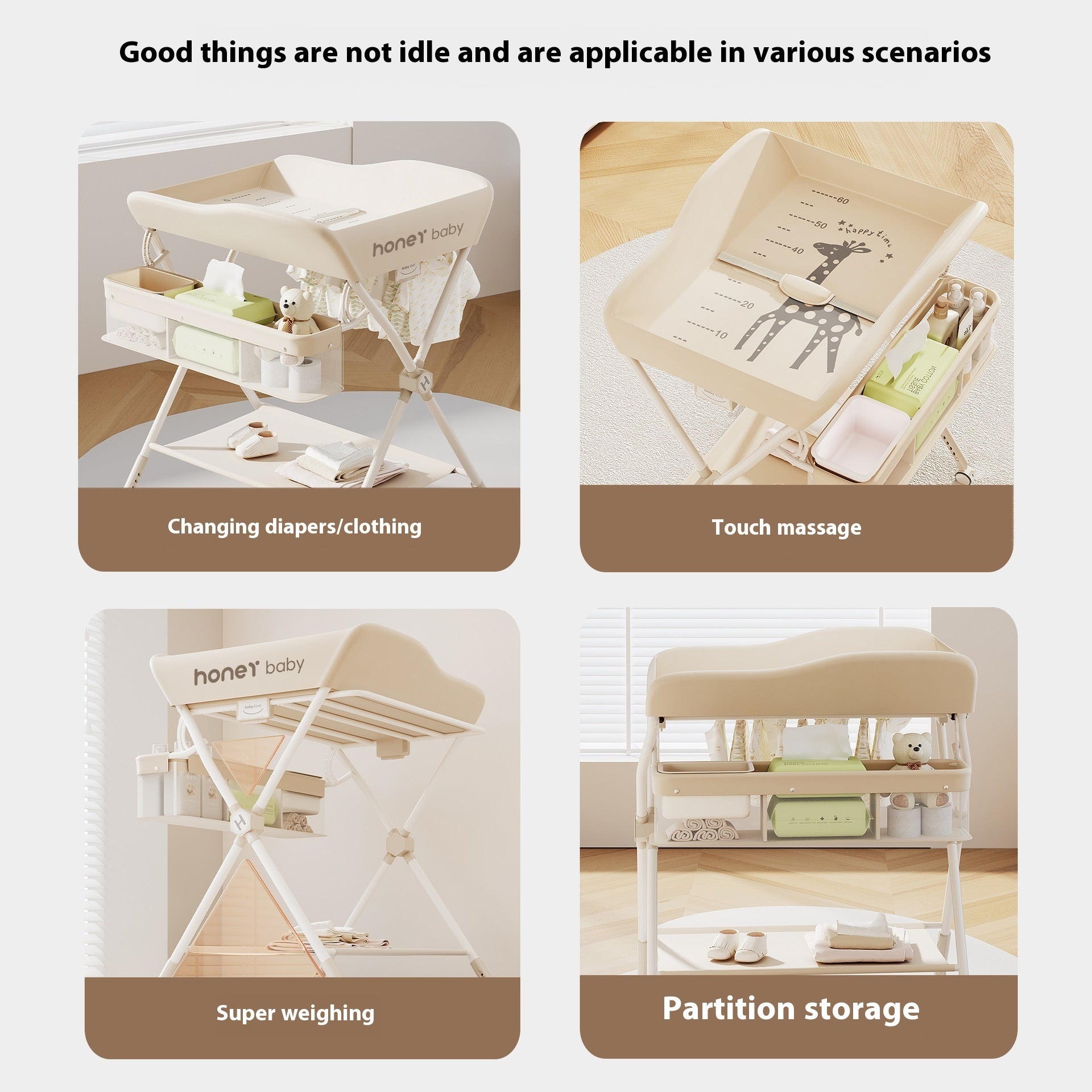 Multifunctional Foldable Baby Diaper Changing Table – Portable Adjustable Twin Bed with Storage