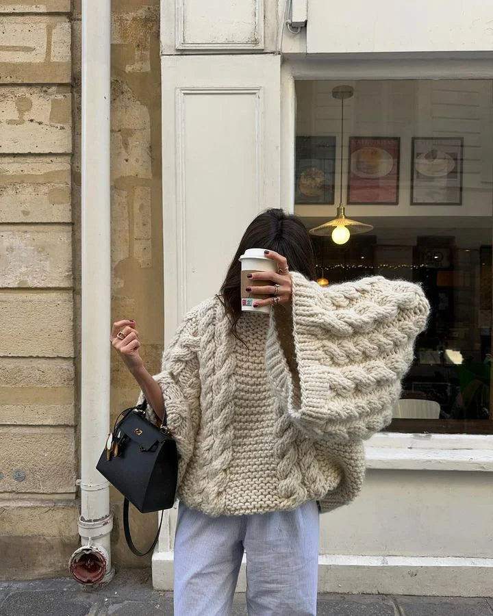 High Neck Long Sleeve Oversized Knitted Sweaters