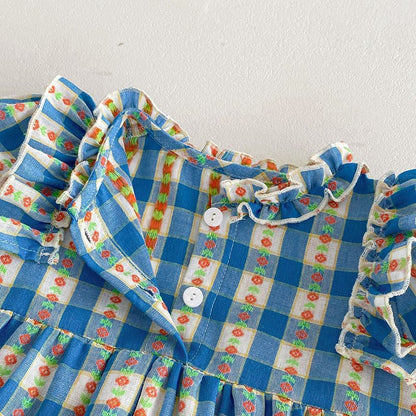 Cozy Plaid Rabbit Fur Cotton Baby Jumpsuit – Spring & Autumn Essential
