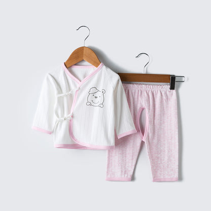 Blue Jacquard Striped Cotton Casual Set – Perfect For All Seasons