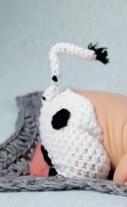 Hand-Knitted Cow Suit for Babies – Cozy Wool & Cotton Newborn Set