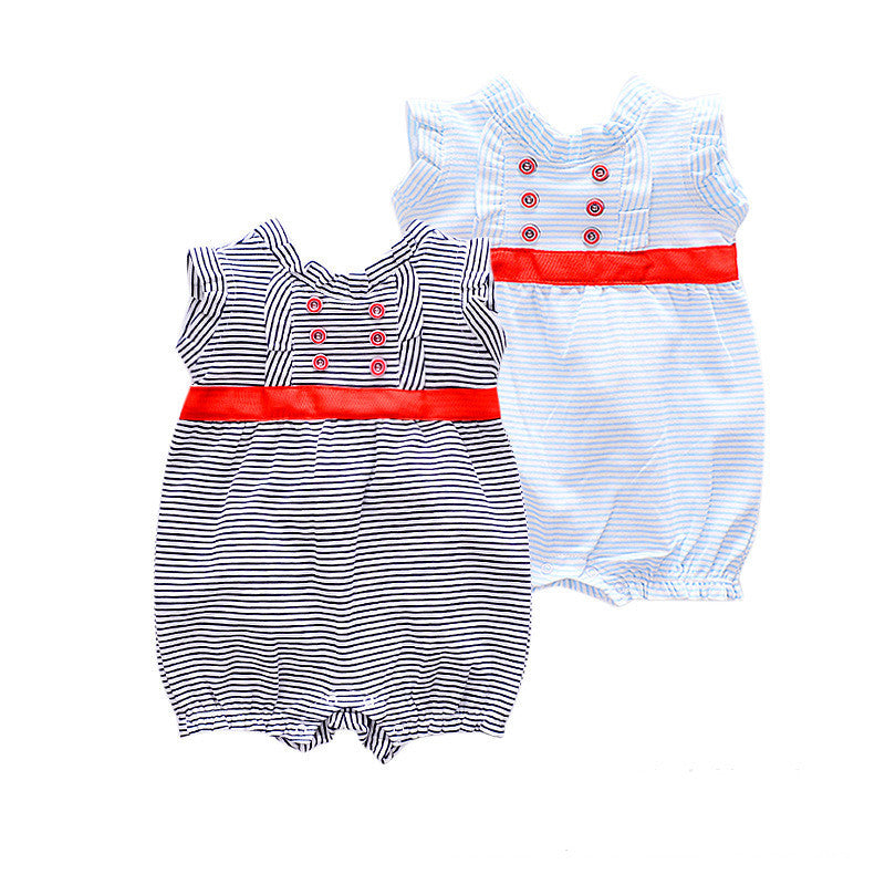 Summer Sleeveless Knitted Cotton Romper for Baby Girls