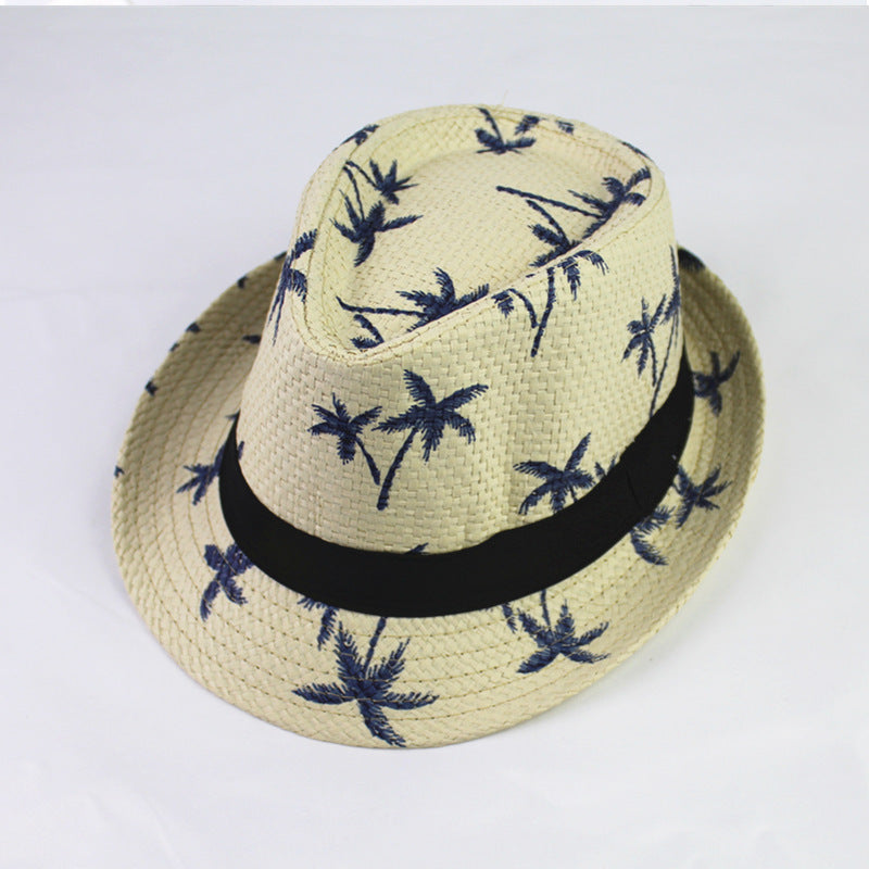 Summer Kids Straw Hat – Stylish Flower Print Baby Hat