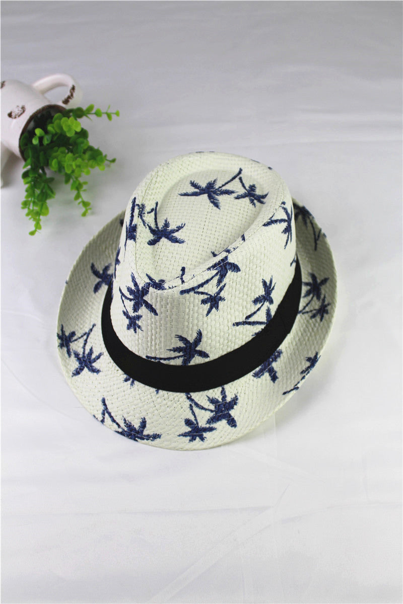 Summer Kids Straw Hat – Stylish Flower Print Baby Hat