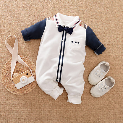 Gentleman Style Cotton Long Sleeve Baby Romper