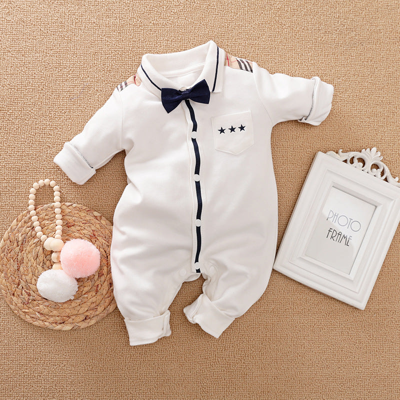 Gentleman Style Cotton Long Sleeve Baby Romper