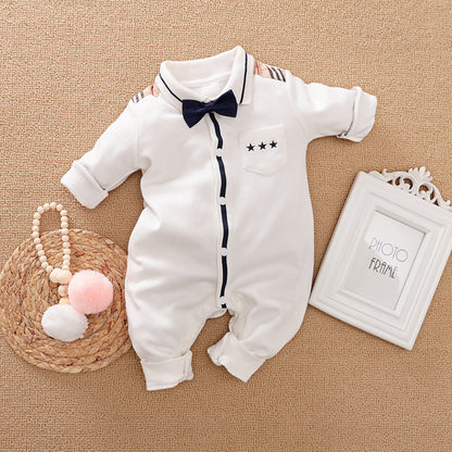 Gentleman Style Cotton Long Sleeve Baby Romper