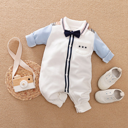 Gentleman Style Cotton Long Sleeve Baby Romper