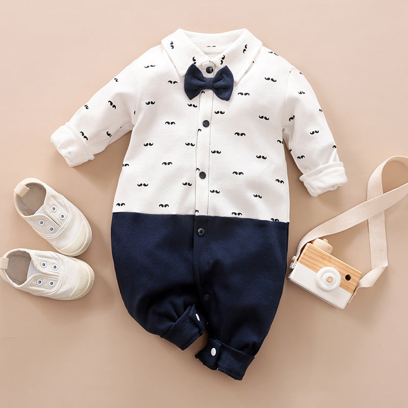 Gentleman Style Cotton Long Sleeve Baby Romper