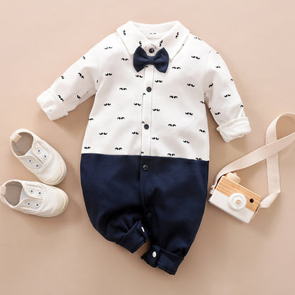 Gentleman Style Cotton Long Sleeve Baby Romper