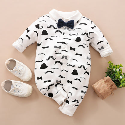 Gentleman Style Cotton Long Sleeve Baby Romper