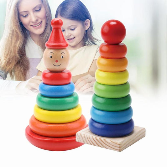 Wooden Rainbow Stacking Tower – Balance, Color & Fun!
