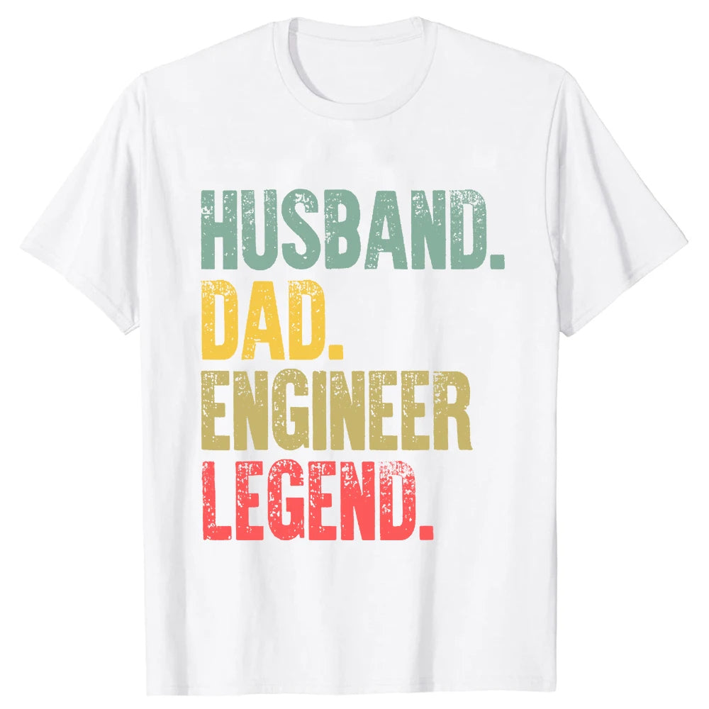 Funny Husband Dad Engineer Legend T-Shirt – Retro Graphic Summer Streetwear | Father's Day Gift for Men, Short Sleeve Tee