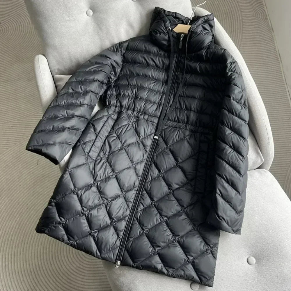 Long White Duck Down Lightweight Puffer Jackets