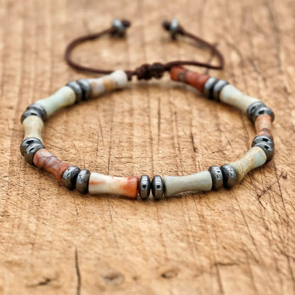 Handmade Shoushan Stone & Hematite Bracelet – Braided Health Charm Jewelry for Couples & Friends