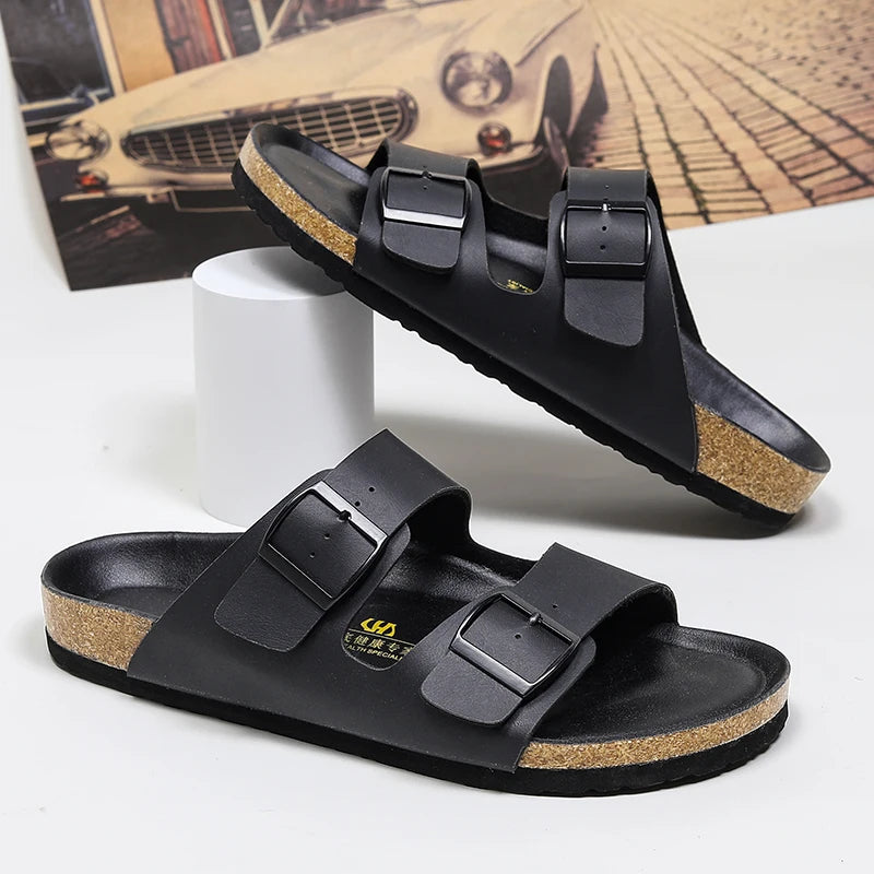 Leather Men's Sandals – Summer Outdoor Beach Slippers for Men & Women | Durable Non-Slip Casual Luxury Shoes