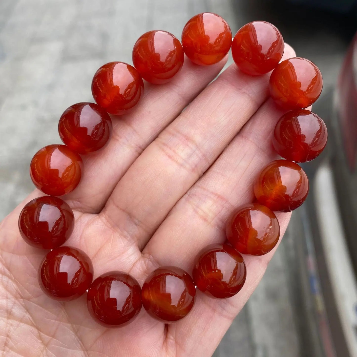 Natural Red Carnelian Beaded Bracelet – Agate Onyx Stone Stretch Yoga Healing Jewelry for Men & Women, Gift Idea