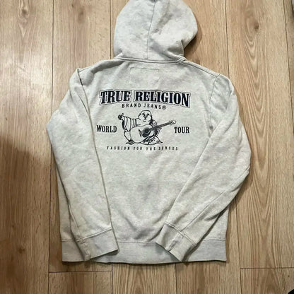 TRUE RELIGION Brand Unisex Buddha Statue Zipper Hoodie Y2K American Retro Large Size Sweatshirt