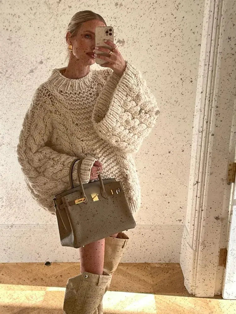 Super Oversized Autumn Winter Crochet Knitted Sweater