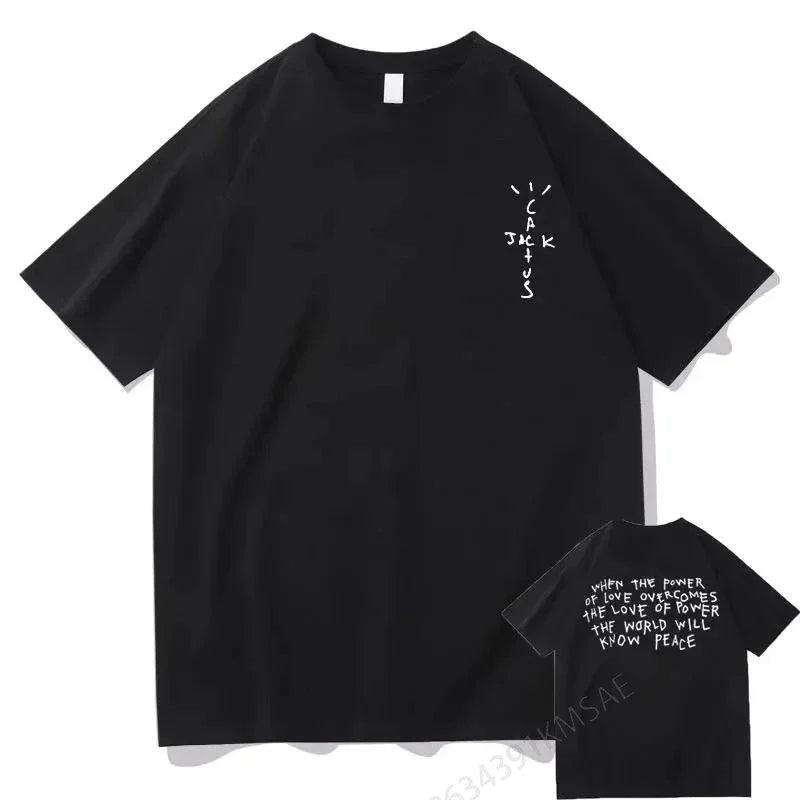 New Cactus Jack T-Shirt – Fashion Letter Print Oversized Tee for Men & Women | Casual Hip Hop Trendy Short Sleeve Top