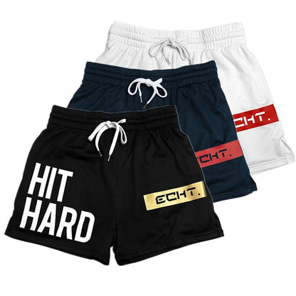 HIT HARD Printed Breathable Men Fitness Exercise Shorts