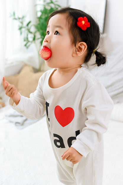 White Long-Sleeved Parent-Child Cotton Onesie