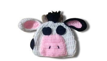 Hand-Knitted Cow Suit for Babies – Cozy Wool & Cotton Newborn Set
