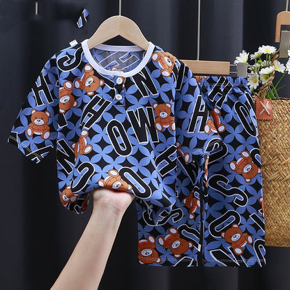 Colorful Cartoon Kids Pajamas Set – Comfortable & Soft Polyvinyl Fiber