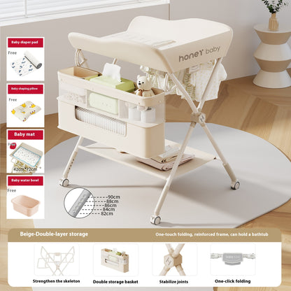 Multifunctional Baby Changing Table – Foldable Portable Care Station with Storage
