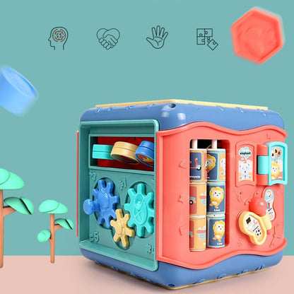 Montessori 6-Sided Activity Cube – Shape, Beads & Math Fun!