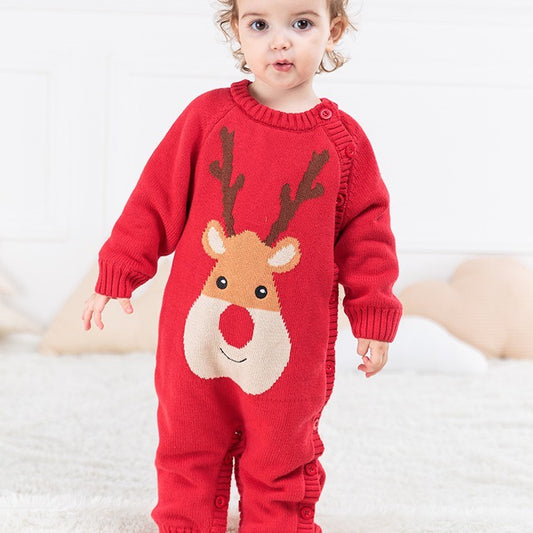 Christmas-Themed Cotton Baby Onesie – Adorable Korean Style for Holiday Cheer