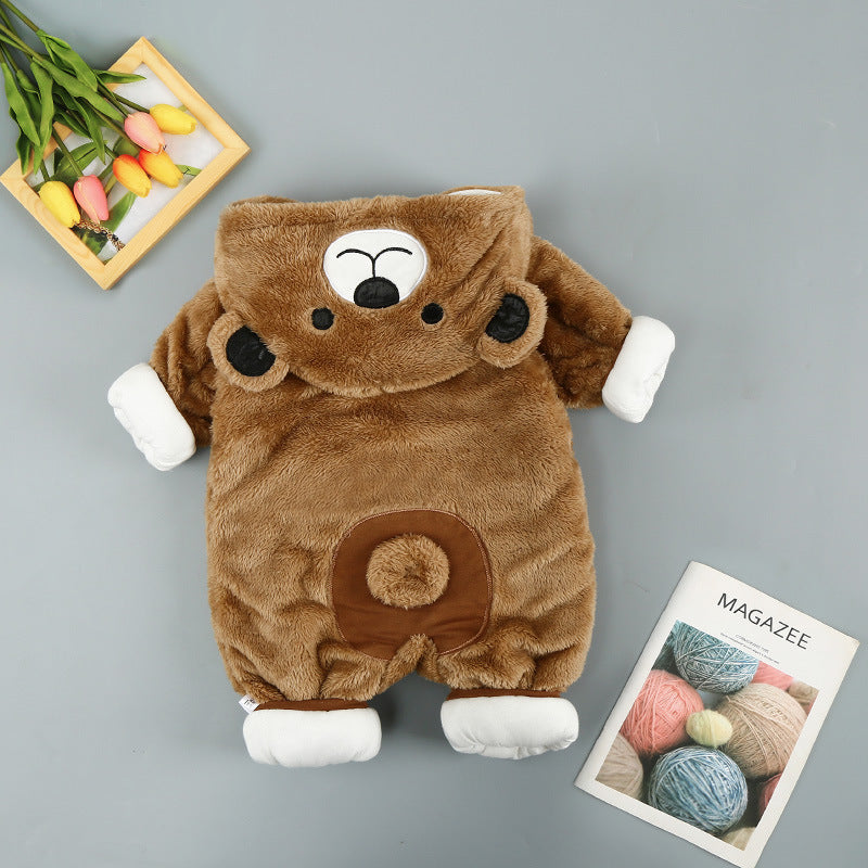 Arctic Velvet Bear Cotton Romper – Winter-Ready One-Piece for Infants
