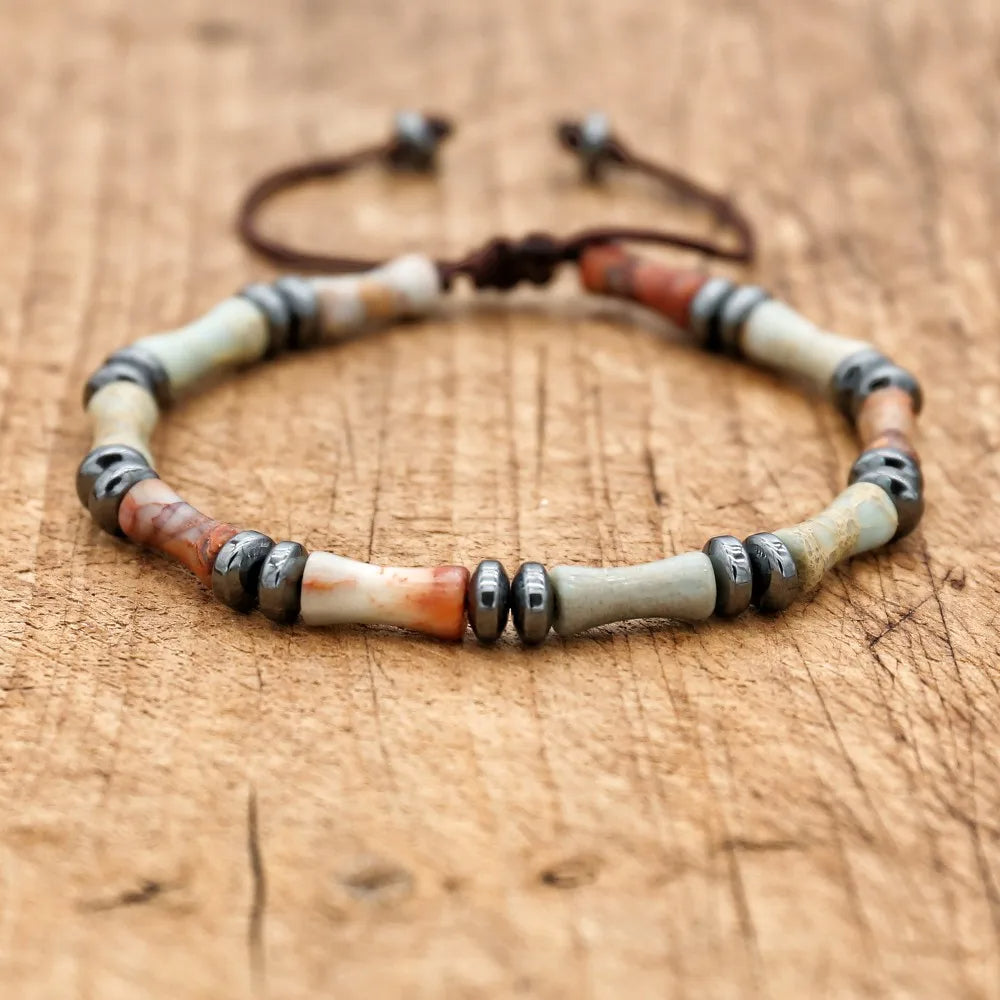 Handmade Shoushan Stone & Hematite Bracelet – Braided Health Charm Jewelry for Couples & Friends