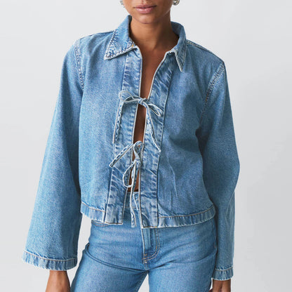 Fall Fashion Tie Front Women Denim Jackets