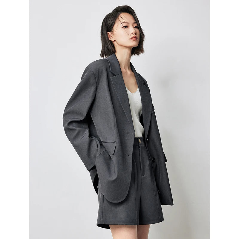 2025 Women's Oversized Blazer Jacket – Spring Office Lady Fashion, Casual Solid Color Suit with Back Split Hem