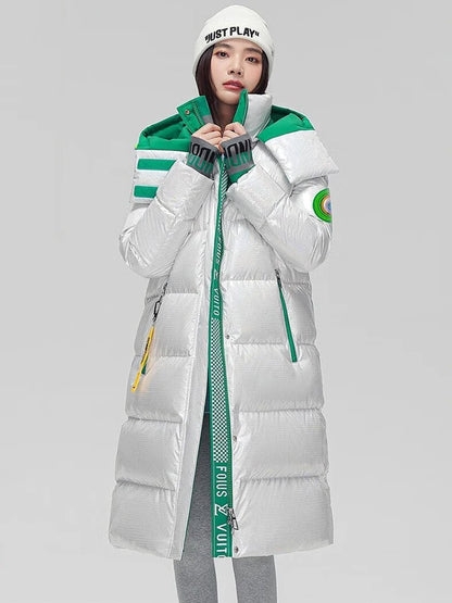 Glossy New Women Padded Long Quilted Parka Coats