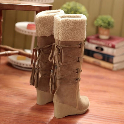 New Winter Fashion Warm Inside Lace Up Long Boots