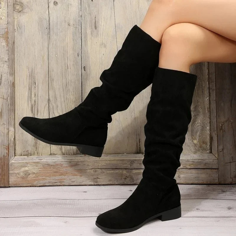 Women Faux Suede Knee High Long Boots