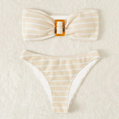 Sexy Strapless Women's Ribbed Bikinis