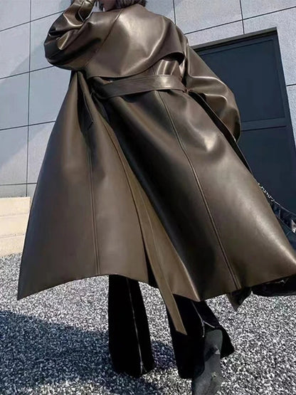 Winter Fashion Long Leather Coats