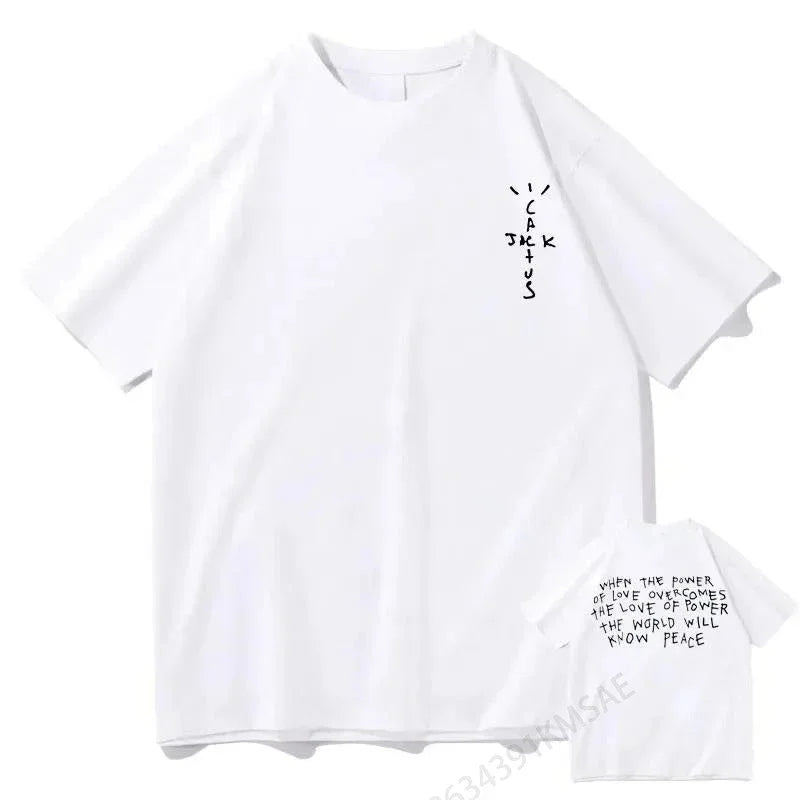 New Cactus Jack T-Shirt – Fashion Letter Print Oversized Tee for Men & Women | Casual Hip Hop Trendy Short Sleeve Top
