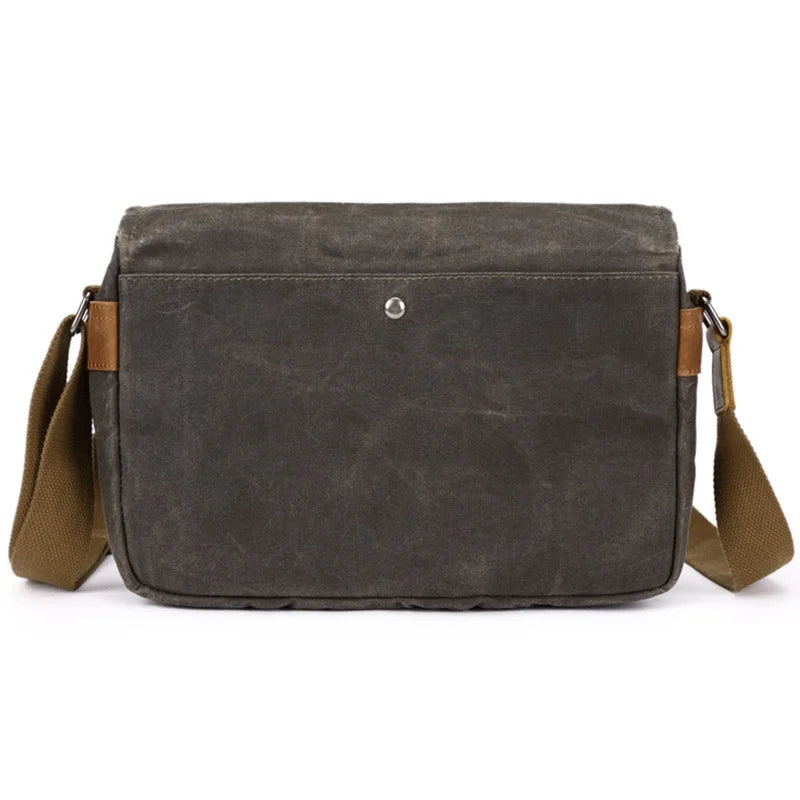 Men's Vintage Oil-Waxed Canvas Shoulder Bag – Waterproof Shockproof DSLR Camera Crossbody Messenger Bag for Men