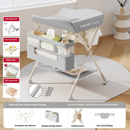 Multifunctional Baby Changing Table – Foldable Portable Care Station with Storage