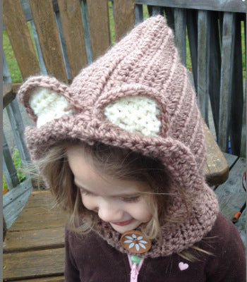 Handmade Baby Girls Winter Hats & Wrap Bear Scarf Caps