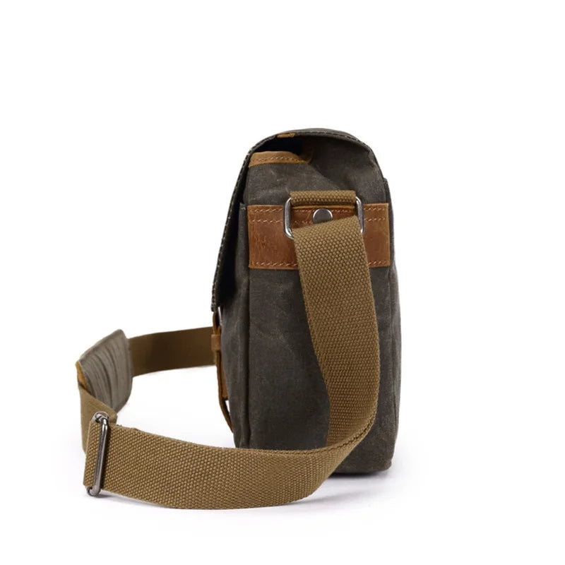Men's Vintage Oil-Waxed Canvas Shoulder Bag – Waterproof Shockproof DSLR Camera Crossbody Messenger Bag for Men