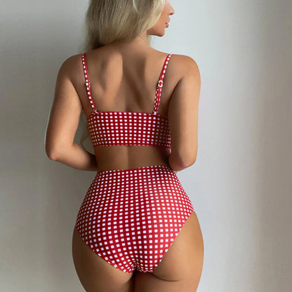 Summer Checkered Printed Bikini Set