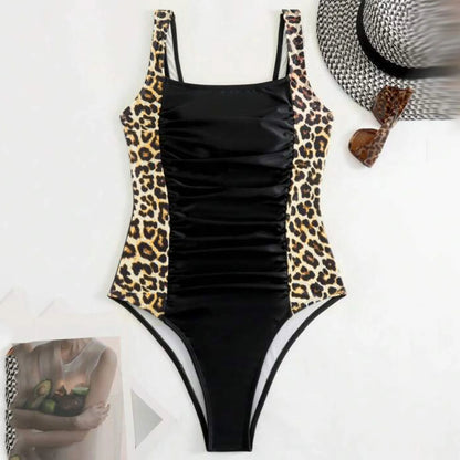 2025 Women’s High Waist Bikini Set – Sexy Leopard Print Backless Swimwear for Beach