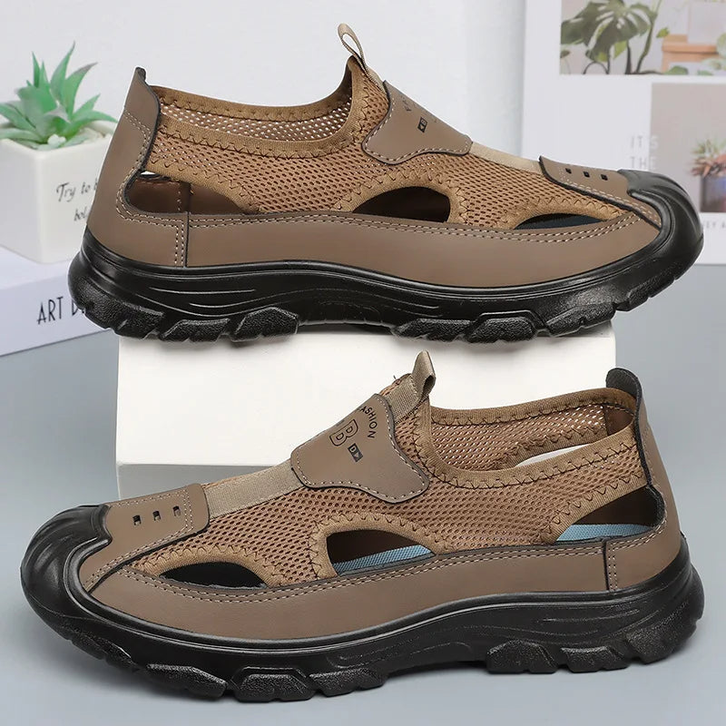 New Summer Men's Mesh Sandals – Breathable Soft Sole Slip-On Shoes | Lightweight & Non-Slip Casual Footwear