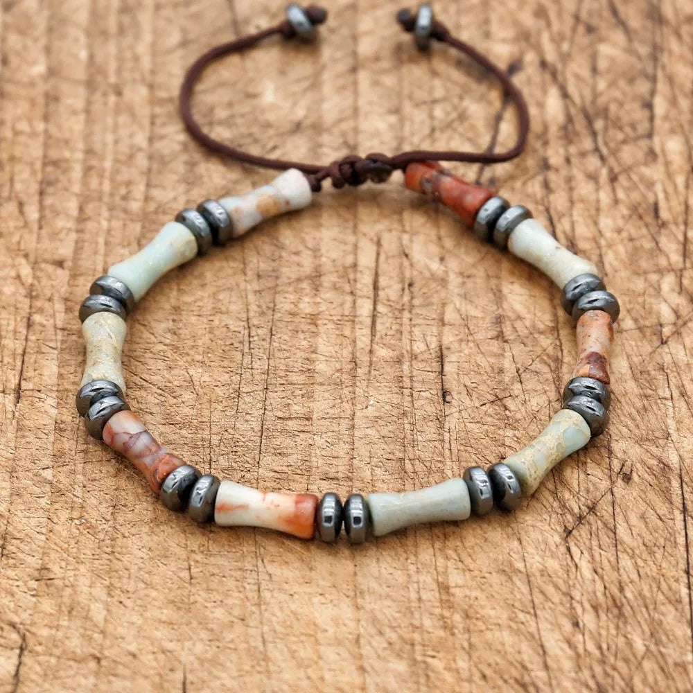 Handmade Shoushan Stone & Hematite Bracelet – Braided Health Charm Jewelry for Couples & Friends